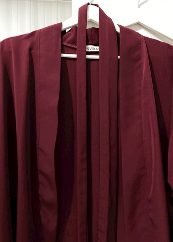 Bordo Kadın kimono takım tesettür - Görsel 4