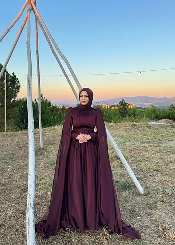 Bordo özel dikim tesettür abiye (kira) - Görsel 3