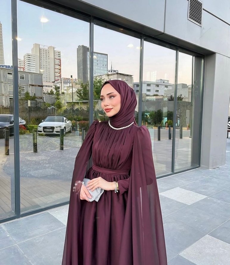 Bordo özel dikim tesettür abiye (kira) - Görsel 2