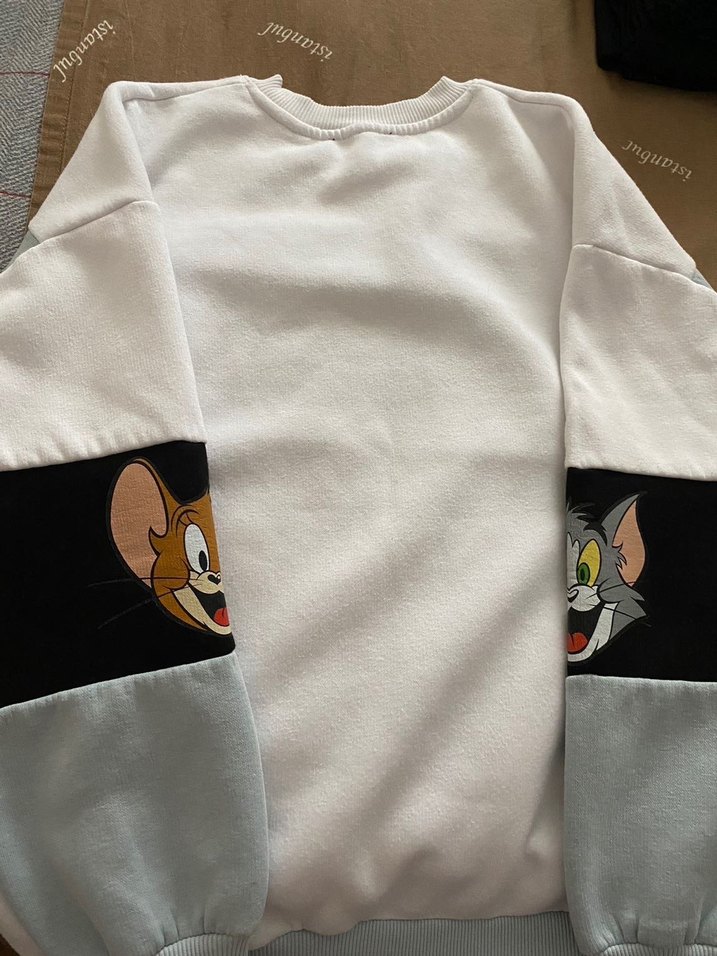 Tom ve Jerry Mavi Kadın Sweatshirt - Görsel 3