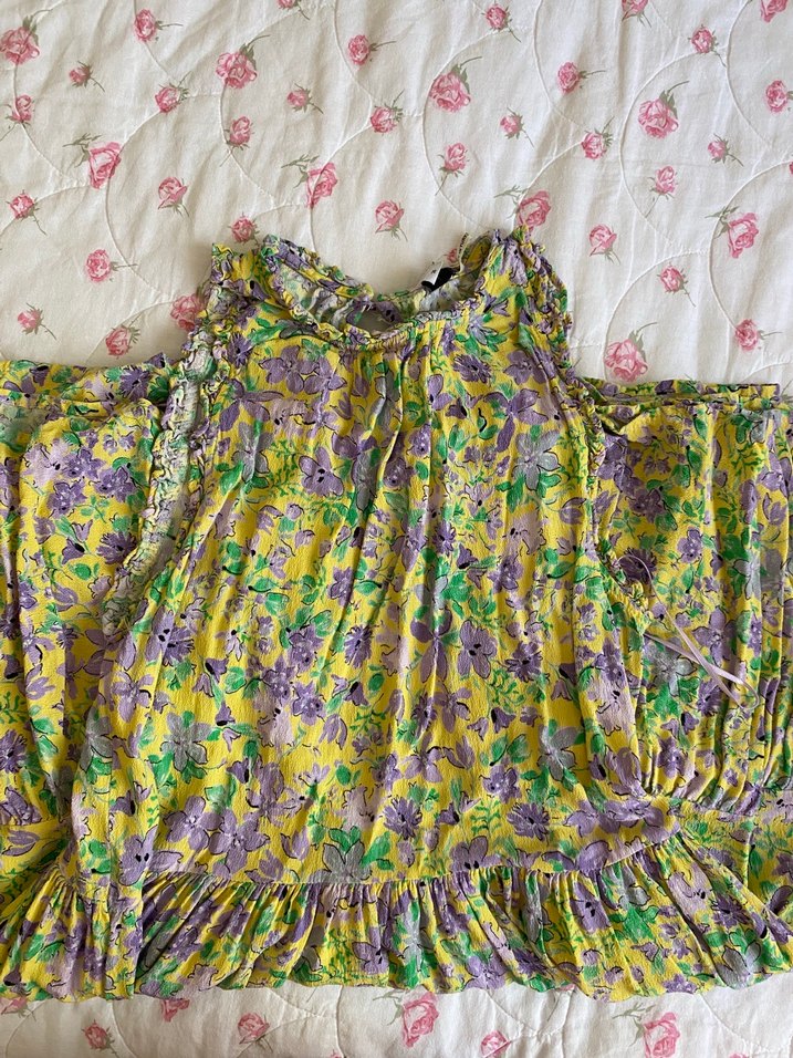 Çiçek Desenli Fırfırlı Uzun Bohem Elbise - Görsel 3