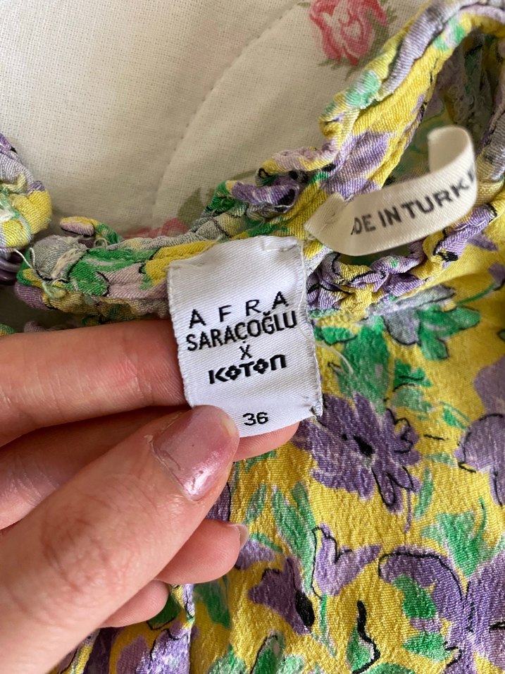 Çiçek Desenli Fırfırlı Uzun Bohem Elbise - Görsel 4