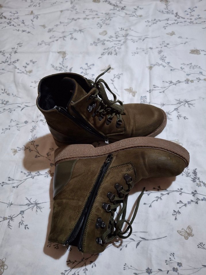 Kahverengi Süet Kadın Dolgu Topuk Bot - Görsel 4