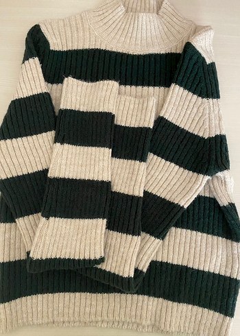 Addax Çizgili Fitilli Boğazlı Kadın Kazak - Görsel 3