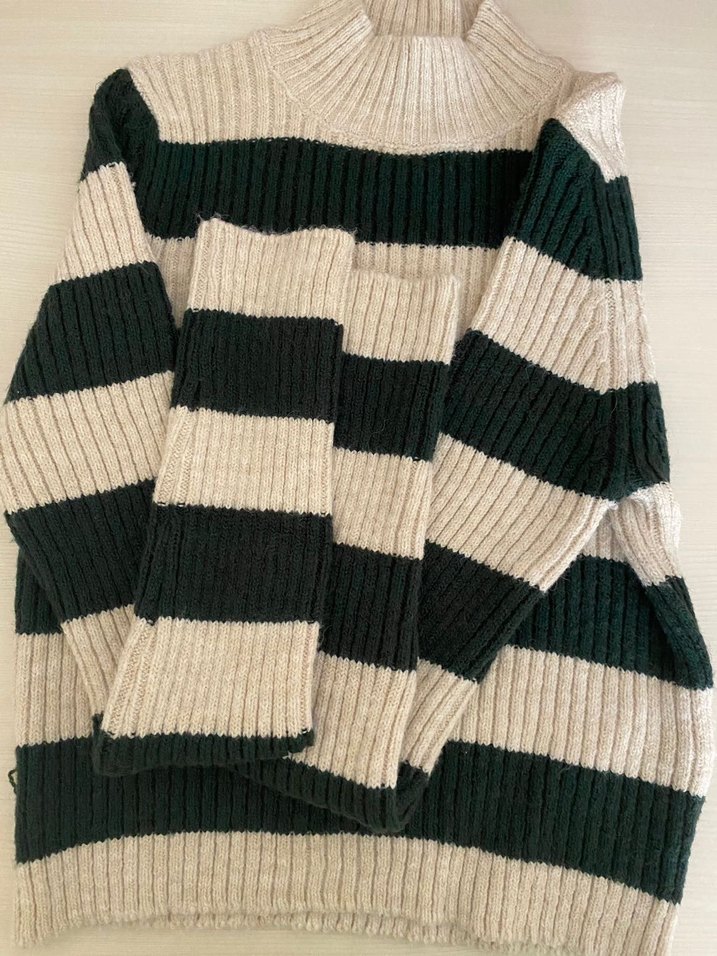 Addax Çizgili Fitilli Boğazlı Kadın Kazak - Görsel 3