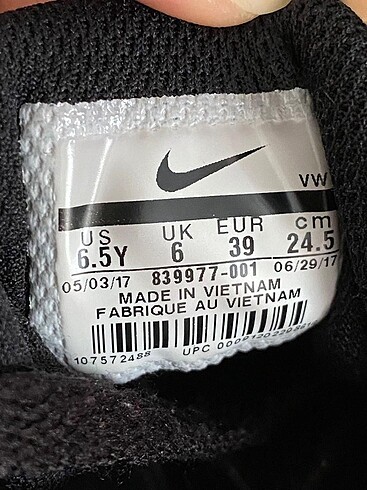 39 Beden Nike Siyah Bilekli Spor Ayakkabı