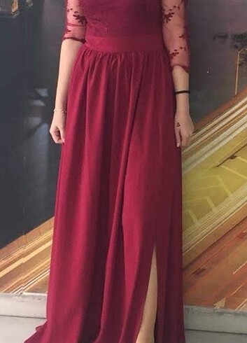 36 Beden Kırmızı abiye 