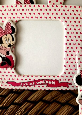Beden Pembe Minnie Mouse Temalı Çerçeveli Magnet 12 li