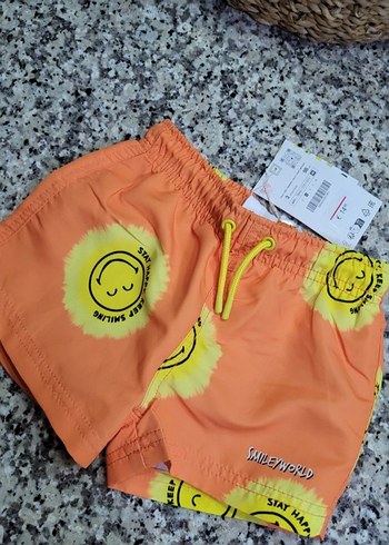 24-36 Ay Beden Zara Desenli Turuncu Bebek Şort (orijinal -yeni- etiketli)