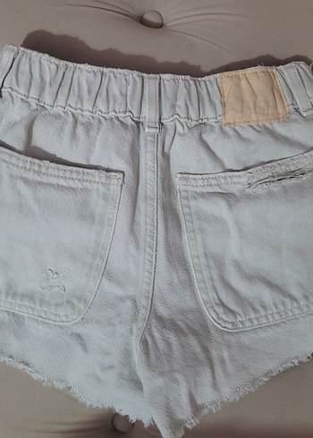 Zara Düğmeli Bej Mini Kot Şort