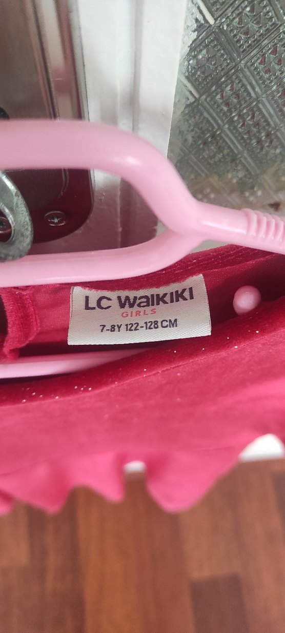 Parlak Kırmızı Uzun Kollu Kız Çocuk Elbise - Görsel 3