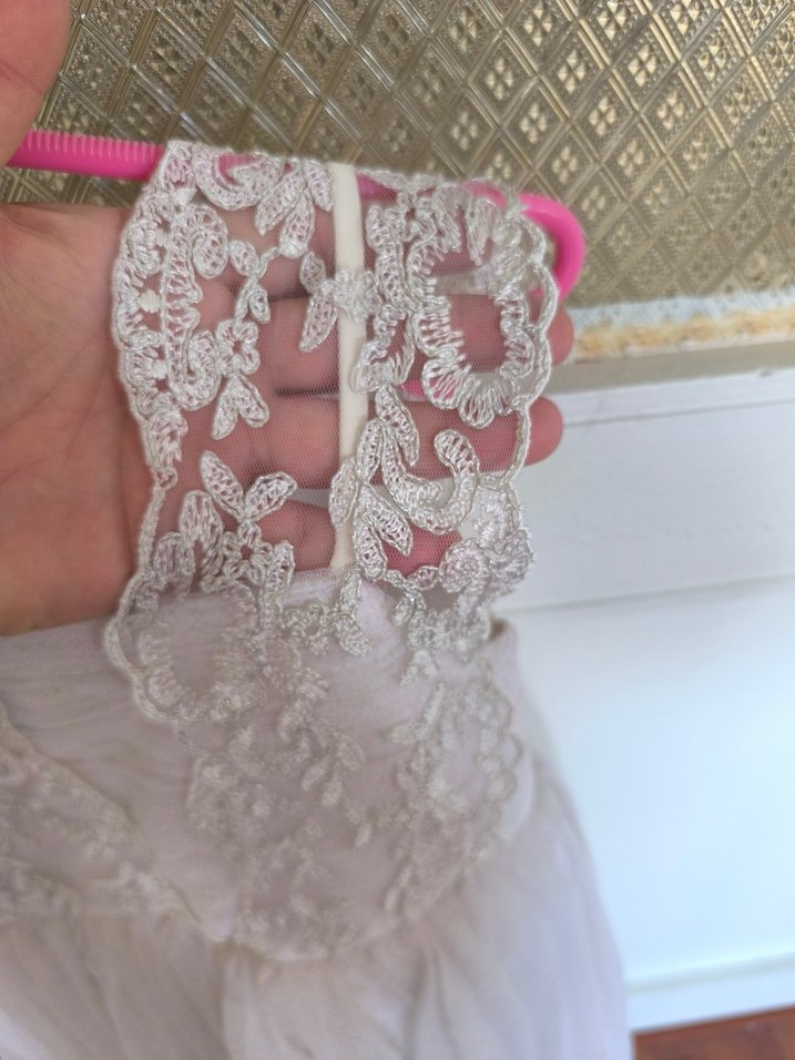 Kız Çocuk Beyaz Nakışlı Dantelli Elbise - Görsel 5