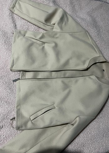 Bej Tüylü Kadın Midi Ceket - Görsel 2