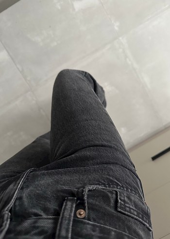 Zara siyah wide leg orta bel jean - Görsel 3