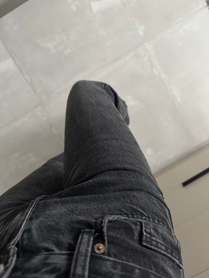 Zara siyah wide leg orta bel jean - Görsel 3