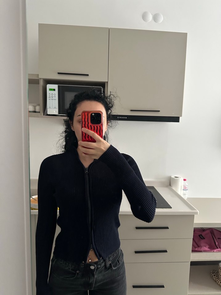 Fermuarlı lacivert stradivarius Kazak - Görsel 3