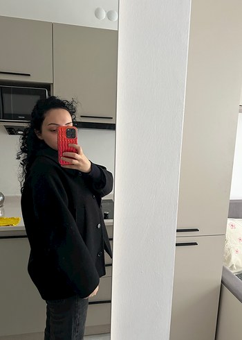 Düğmeli Siyah suud collection kısa kaban - Görsel 3