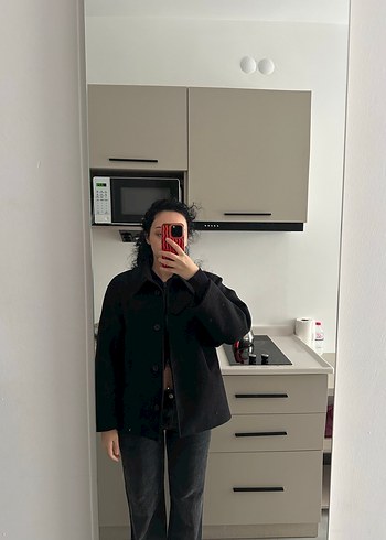 Düğmeli Siyah suud collection kısa kaban - Görsel 2