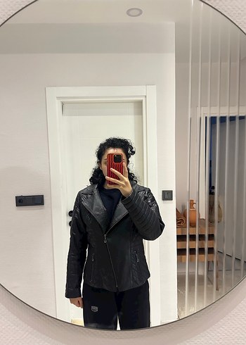 Derimod vintage Deri Kadın Biker Ceket - Görsel 5