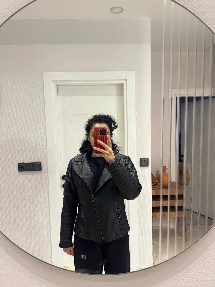 Derimod vintage Deri Kadın Biker Ceket - Görsel 5