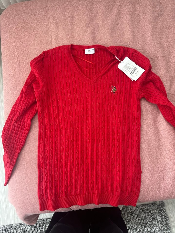 US Polo kırmızı kadın kazak - Görsel 2