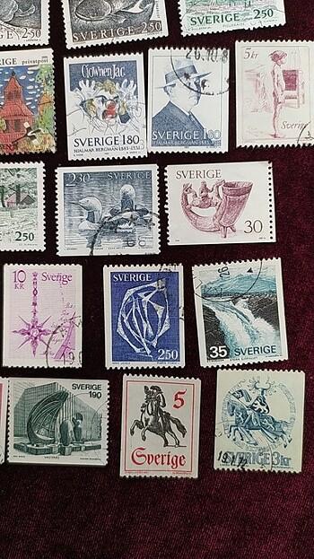 İSVEÇ DAMGALI 35 ADET PUL KOLEKSİYONU  - Görsel 5