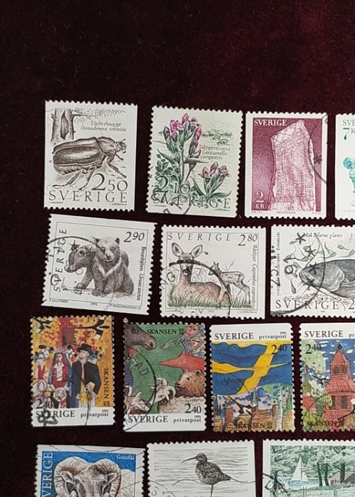 İSVEÇ DAMGALI 35 ADET PUL KOLEKSİYONU  - Görsel 2