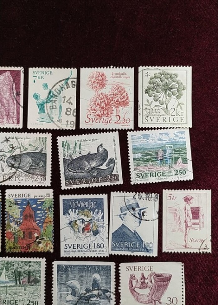 İSVEÇ DAMGALI 35 ADET PUL KOLEKSİYONU  - Görsel 3