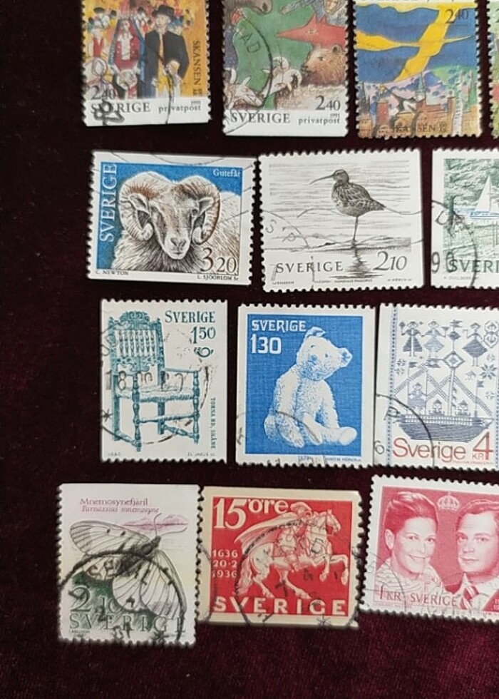 İSVEÇ DAMGALI 35 ADET PUL KOLEKSİYONU  - Görsel 4