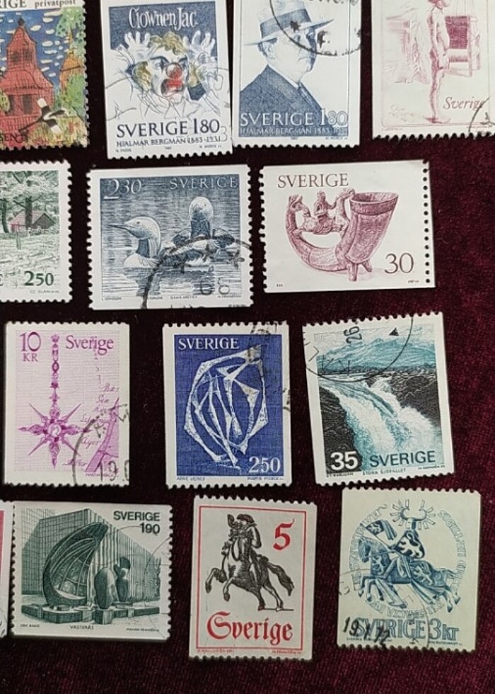 İSVEÇ DAMGALI 35 ADET PUL KOLEKSİYONU  - Görsel 5
