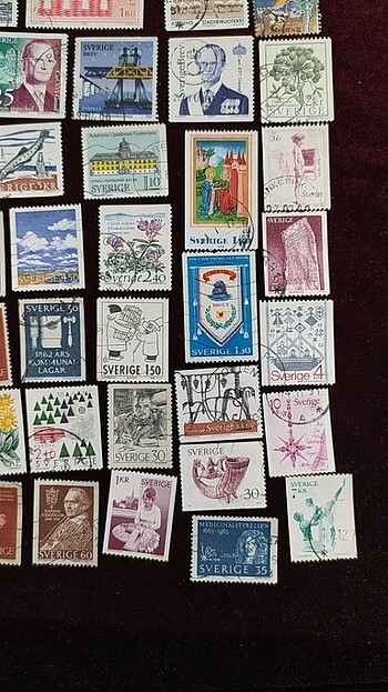 İSVEÇ 50 ADET POSTA PULLARI KOLEKSİYONU - Görsel 5