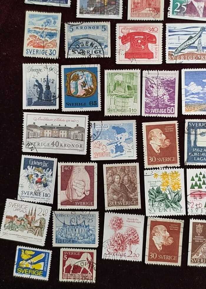 İSVEÇ 50 ADET POSTA PULLARI KOLEKSİYONU  - Görsel 4