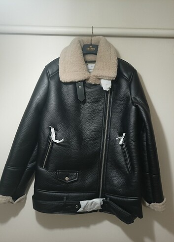 Stradivarius suni kürklü biker ceket
