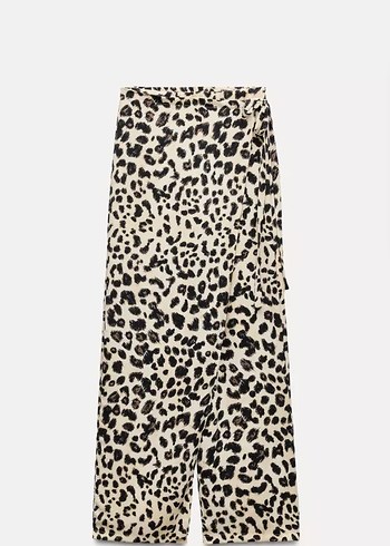 Leopar Desenli Kadın Uzun Kumaş Pantolon