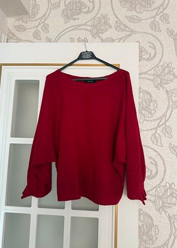 Bordo Kadın Triko Uzun Kollu Salaş Kazak - Görsel 2