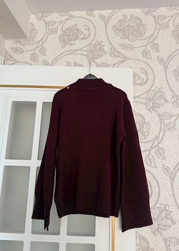 Bordo Nakışlı Bohem Kadın Kazak - Görsel 2