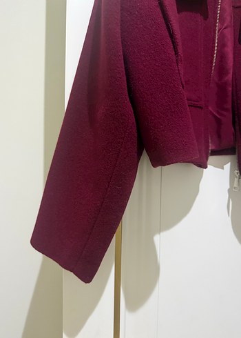 Kadın Bordo Kısa Yün Ceket - Görsel 5