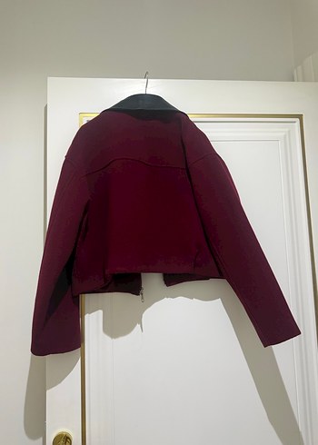 Kadın Bordo Kısa Yün Ceket - Görsel 4