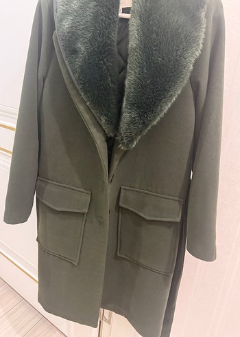 YeşilYumuşak Kürk Yakalı Kaban - Görsel 2