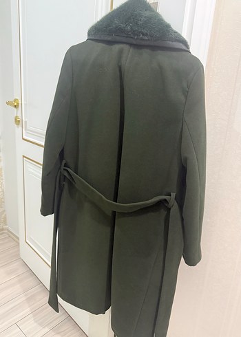 YeşilYumuşak Kürk Yakalı Kaban - Görsel 4