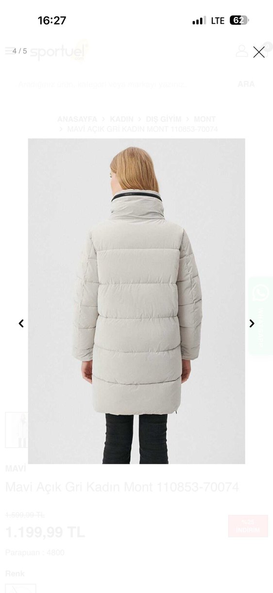 İhri Puf Mont, Normal Boy, Yüksek Yaka, Rahat Kesim - Görsel 4