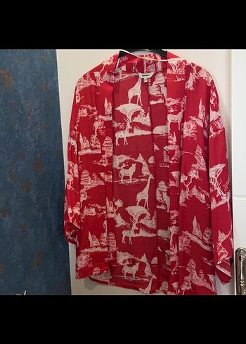 Koton Koton Kırmızı Desenli Mini Bohem Kimono