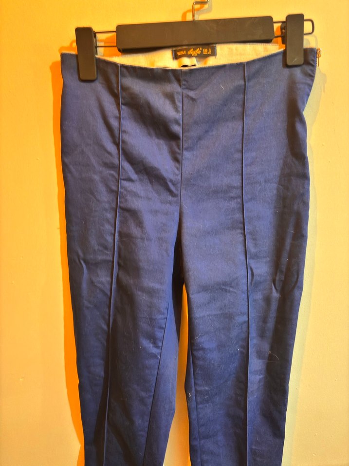 Kadın Lacivert Kemerli Midi Kumaş Pantolon - Görsel 2