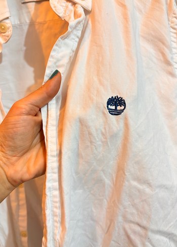 Erkek Beyaz Keten Gömlek, Uzun Kollu, Düğmeli - Görsel 2