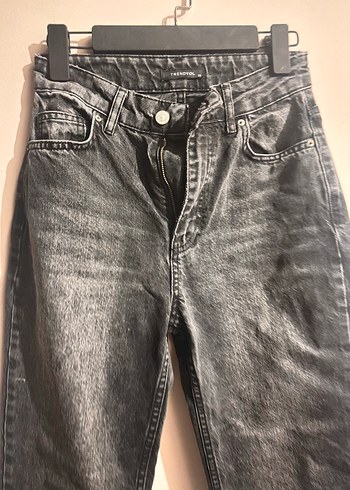 Gri Kemerli Kadın Jean Pantolon - Görsel 2