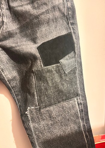 Gri Kadın Denim Pantolon Kemer Detaylı - Görsel 2