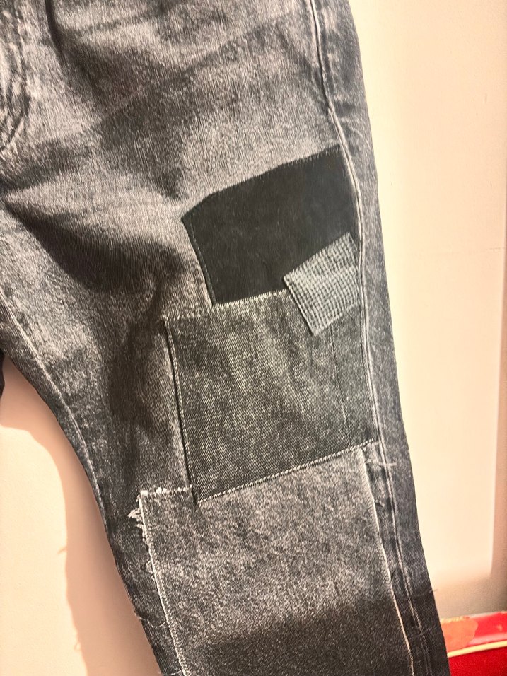 Gri Kadın Denim Pantolon Kemer Detaylı - Görsel 2