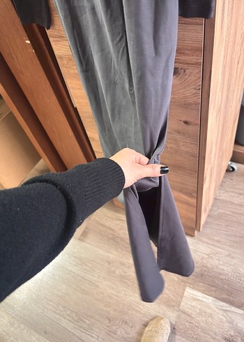 Gri Uzun Kollu Kadın Elbise - Görsel 2