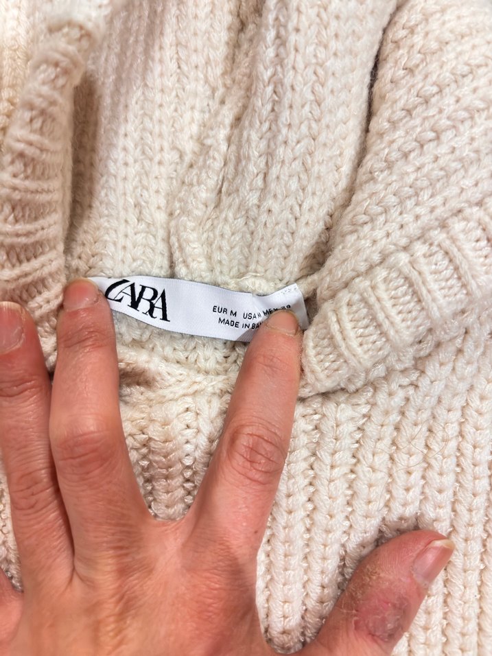 Bej Kapüşonlu Kadın Triko Süveter - Görsel 2