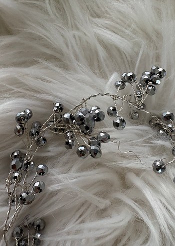 Boncuklu Bohem Gri Kadın Saç Aksesuarı - Görsel 2